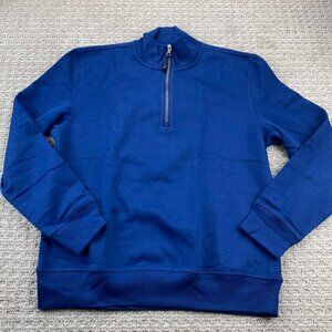 Nautica Sweater Men Medium M Blue 1/4 Zip Embroidered Logo Sail Casual Sailing